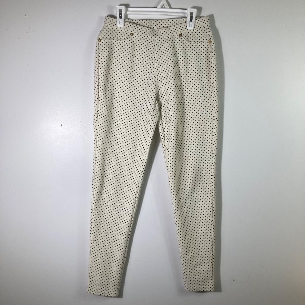 Womens Michael Michael Kors Skinny White Black Pin Dot Pants‎ PS